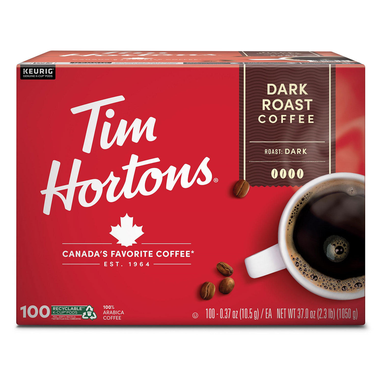 (image for) Tim Hortons Premium Dark Coffee Dark Roast (100 ct.) - Click Image to Close